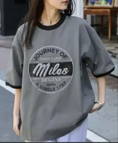 ダークグレー オーバーサイズ Tシャツ Ｌ ビンテージ加工色　古着感　男女兼用