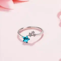 R216 指輪　オープンリング　星　フリーサイズ　シルバー　ジルコニア　ギフト