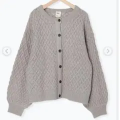 サマンサモスモス 麻ウール混柄編みカーディガン ベージュ