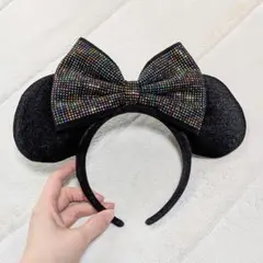美品 ディズニー ミニー耳 カチューシャ ビジュー付き