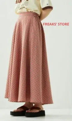 ❀FREAKS’ STORE❀レトロチェックフレアスカート　オレンジ　Fサイズ