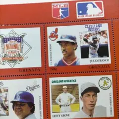 3942 外国切手 グレナダ 1988年 MLB 野球歴史 シート③ 野球選手達