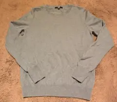 【ユニクロ】カシミヤ100% セーター Lサイズ ブルーグレー