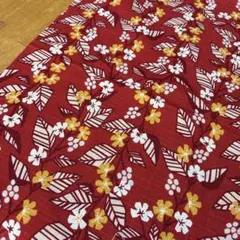 和風　花柄　プリント生地　レッド　108cm×30cm