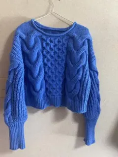 GRL ケーブルニットセーター 青 F