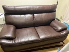 ブラウンレザー 2人掛けソファ