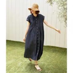 サニーレーベル デニムピンタックヨークフレンチワンピ インディゴ