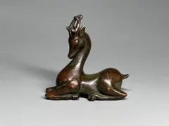 古美術　鹿　シカ　小型　置物　筆置き　古銅　金属工芸