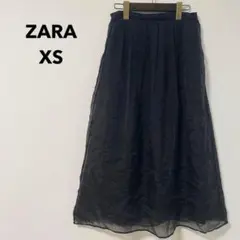 ZARA ロングスカート フレア ギャザー シアー 透け感 ウエストゴム 訳ありのサムネイル