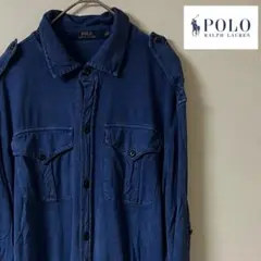 POLO RALPH LAUREN（ポロラルフローレン）シルクシャツ/M/ネイビのサムネイル