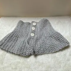 ハンドメイド⭐︎ハイネックウォーマー　グレー　ボタン留　未使用