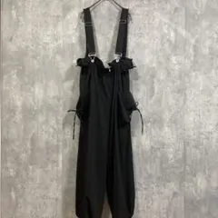 LOWRYS FARM ウエストフリルリボンサロペット　ブラック　フリーサイズ