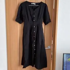 1度着用美品　ブラック　シャツロングワンピース　M 春夏秋