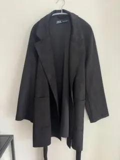 ZARA スエード調コート ブラック Lサイズ