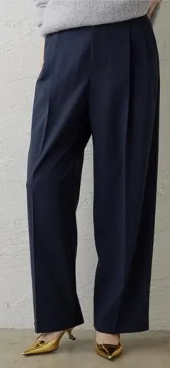 ウィムガゼット　ワイドタックパンツ34 ネイビー