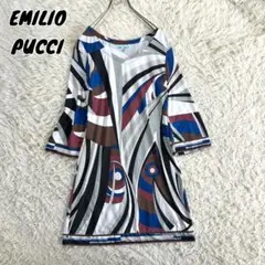 Emilio Pucci シルク100％ 高級ブランド 膝下ワンピース Vネック