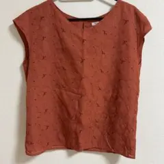 GLACIER オレンジ 花柄刺繍 ノースリーブ