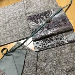 ヴィンテージ￼ ウール単衣小紋　寒色系繊細アラベスク￼