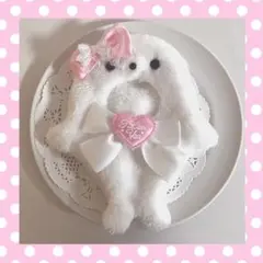ハンドメイド ぬい服 アザラシ 白 リボン ハート 推し活 量産型 平成女児