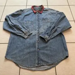 USA製 90's GAP デニムシャツ 長袖 レッドチェック ビンテージ