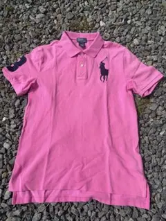 Ralph Lauren 半袖 ポロシャツ ピンク ネイビー ビックポニーy2k