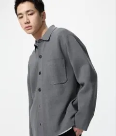 ユニクロ　ミラノリブシャツカーディガン　S グレー