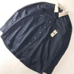 ヴィンテージ レトロ ツートンカラー シャツ 黒 ベージュ 襟 US古着 XXL