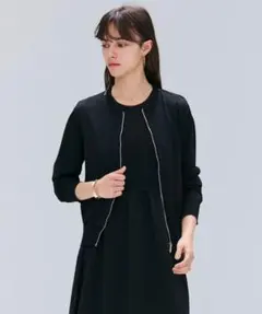 【洗える】NADIA / レザーラインジップカーディガンのサムネイル