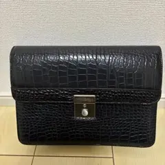ブラック クロコダイル調 クラッチバッグ