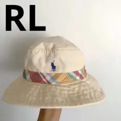 POLO RALPH RAUREN チェック柄キッズ帽子バケットハット　イエローのサムネイル