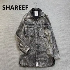 SHAREEF シャリーフ ロング丈 ブラックデニムシャツ アシッドウォッシュのサムネイル