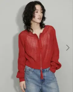 ADAM ET ROPE' 美品 【WEB限定】ラインメッシュニットブルゾンのサムネイル