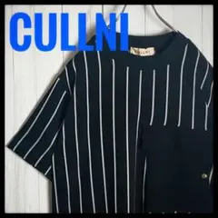 156【美品】　クルニ　ストライプ　異素材切替ポケット　Tシャツ 1　M～L相当のサムネイル