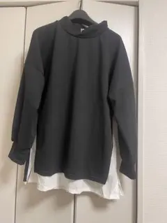 レイヤードデザイン 黒 スウェットトップス　L