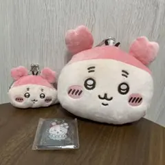 ちいかわ　ミニがま口ポーチ　ぬいぐるみパスケース　アクリルバッジ　カニちゃん