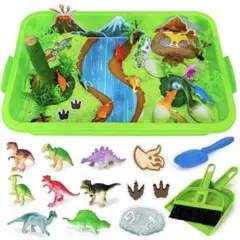 ✨恐竜と火山の砂遊びセット❣️ 収納箱付きで片付け簡単☘️ プレゼントにも‼️