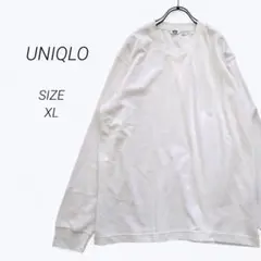a2423▶ユニクロ　エアリズムコットンクルーネックTシャツ　長袖【XL】白色
