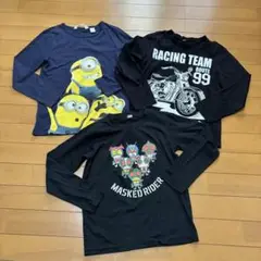 男の子 ロンT 3枚セット (130) まとめ売り ミニオン・仮面ライダー