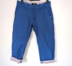 PLUS　ONE　配色綺麗なストライプロールアップ　膝下パンツ　Sサイズ