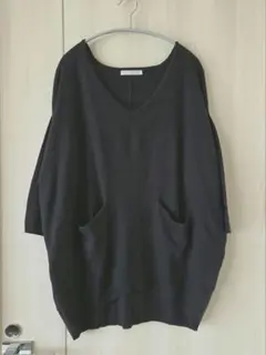 alcali オーバーサイズ ブラック ニット Vネック