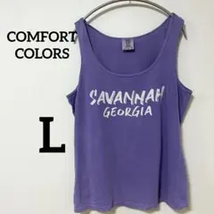 COMFORT COLORS ロゴプリント タンクトップ L 紫　古着