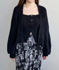 COCO DEAL（ココディール）ラメフェザーショートガウン×キャミソール