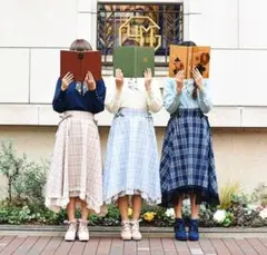 新品未使用　アクシーズ　マドラスチェック裾切替スカート　M　紺