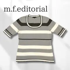 【エムエフエディトリアル】美品✨ボーダー　サマーニット　オーバルネック　Lのサムネイル