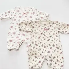 新生児＊花柄ロンパース2点セット（50-60cm）