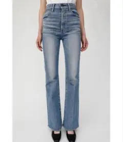 moussy MVS ハイウエスト ライトブルー フレアパンツ 25インチ