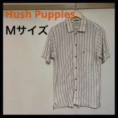 ハッシュパピー　シャツ　半袖　ロゴ　刺繍　ストライプ