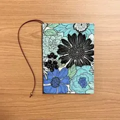 【 文庫本 】ブックカバー ハンドメイド リッチフラワー ブルー