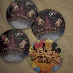 香港ディズニー 缶バッチ ミッキー&ミニー セレブレーション　20周年
