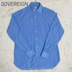 SOVEREIGN✨ドレスシャツ 42 ブルー日本製 ソブリン 綿100％高級感のサムネイル